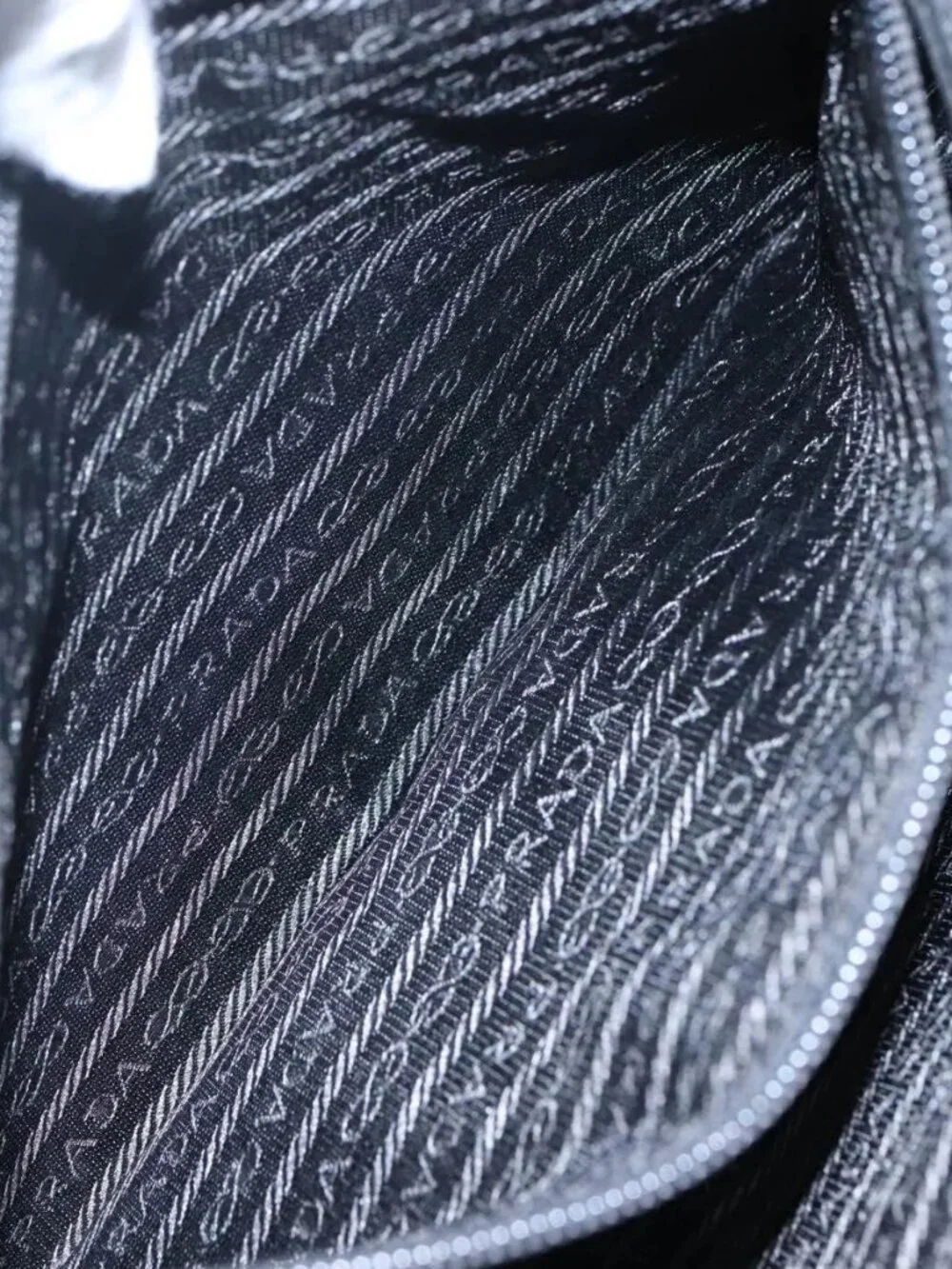 PRADA Tote Bag Nylon Plastic Gray Black Auth ep7577